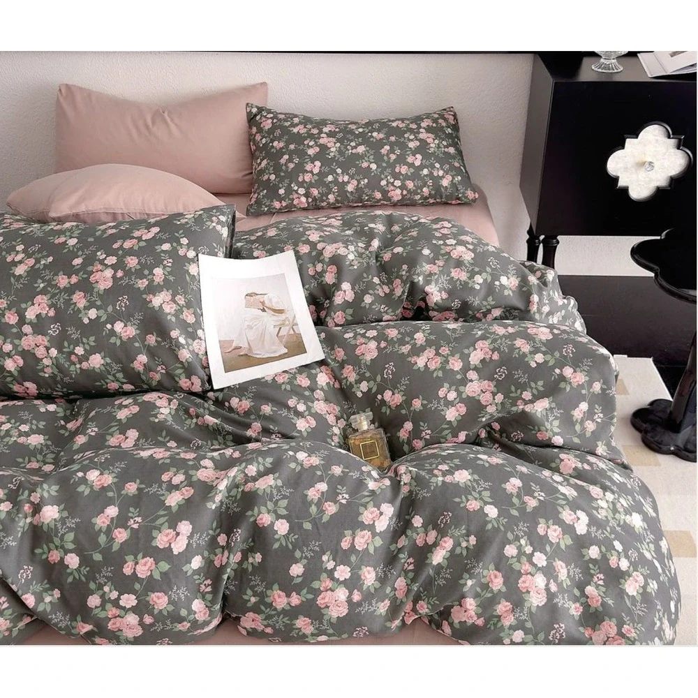 Say Yes Bedding Nina Blossom Brown Double Layer Cotton Comforter Set Twin XL